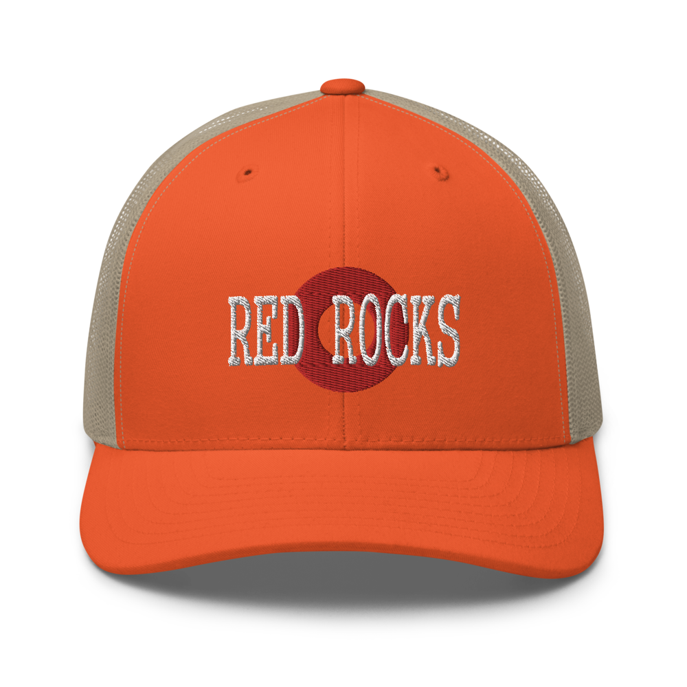 Red Rocks Red Donut Trucker Snapback Cap | Flat Embroidery | Inspired Phan Cap