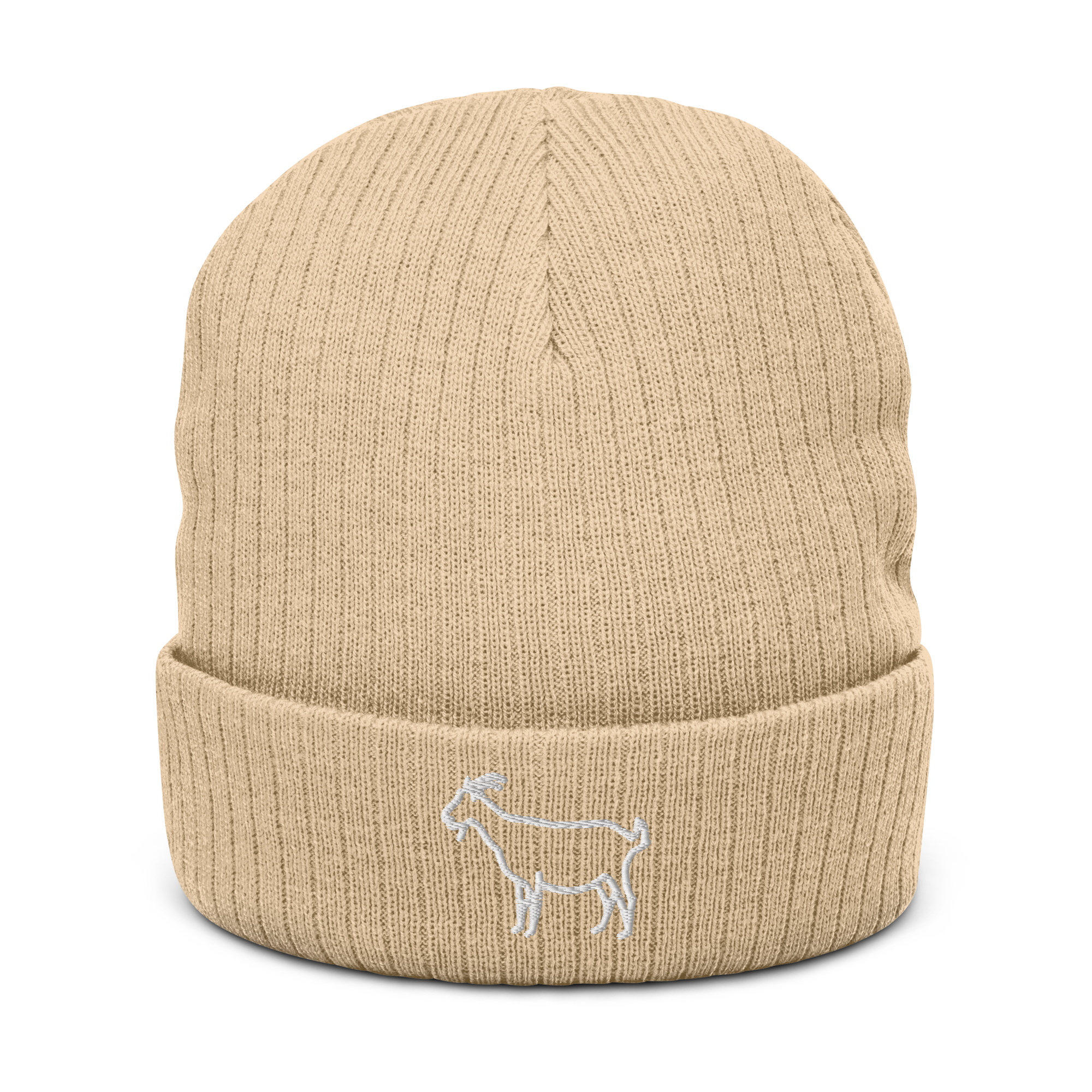 Goat Cuffed Beanie | Flat Embroidery | Ribbed | Inspired Billy Art