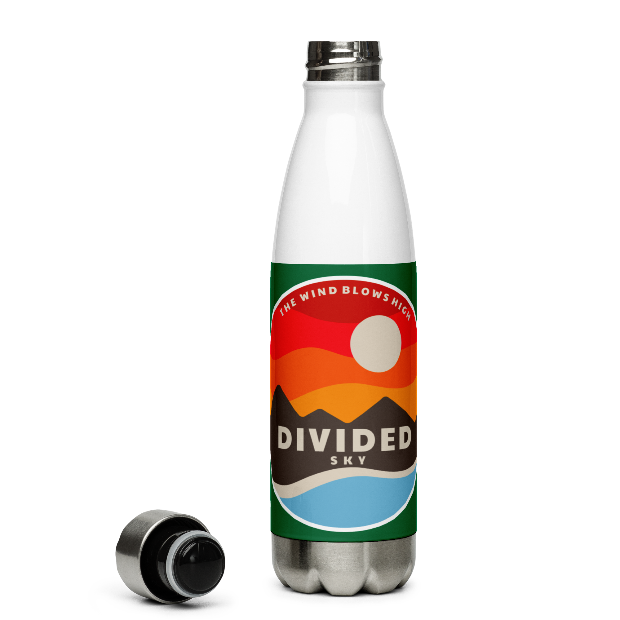 Divided Sky Mountains Stainless Steel Water Bottle 17oz | Printed Graphics